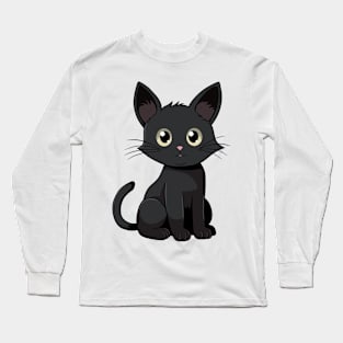 Cute Black Cat Long Sleeve T-Shirt